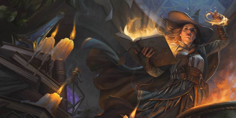 Tasha uses her spellbook to cast a powerful spell. 