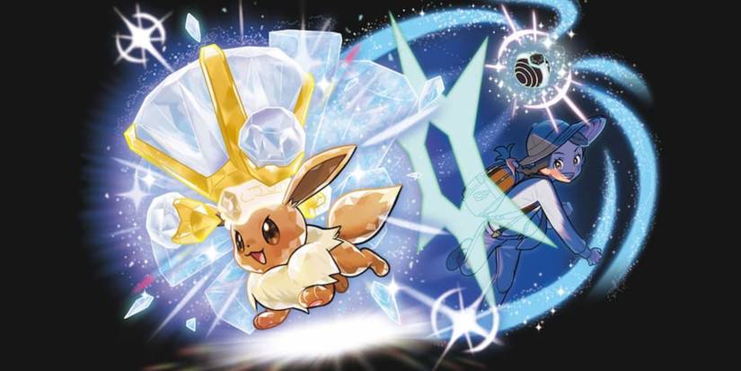 Promo art of a training Terastallizing Eevee