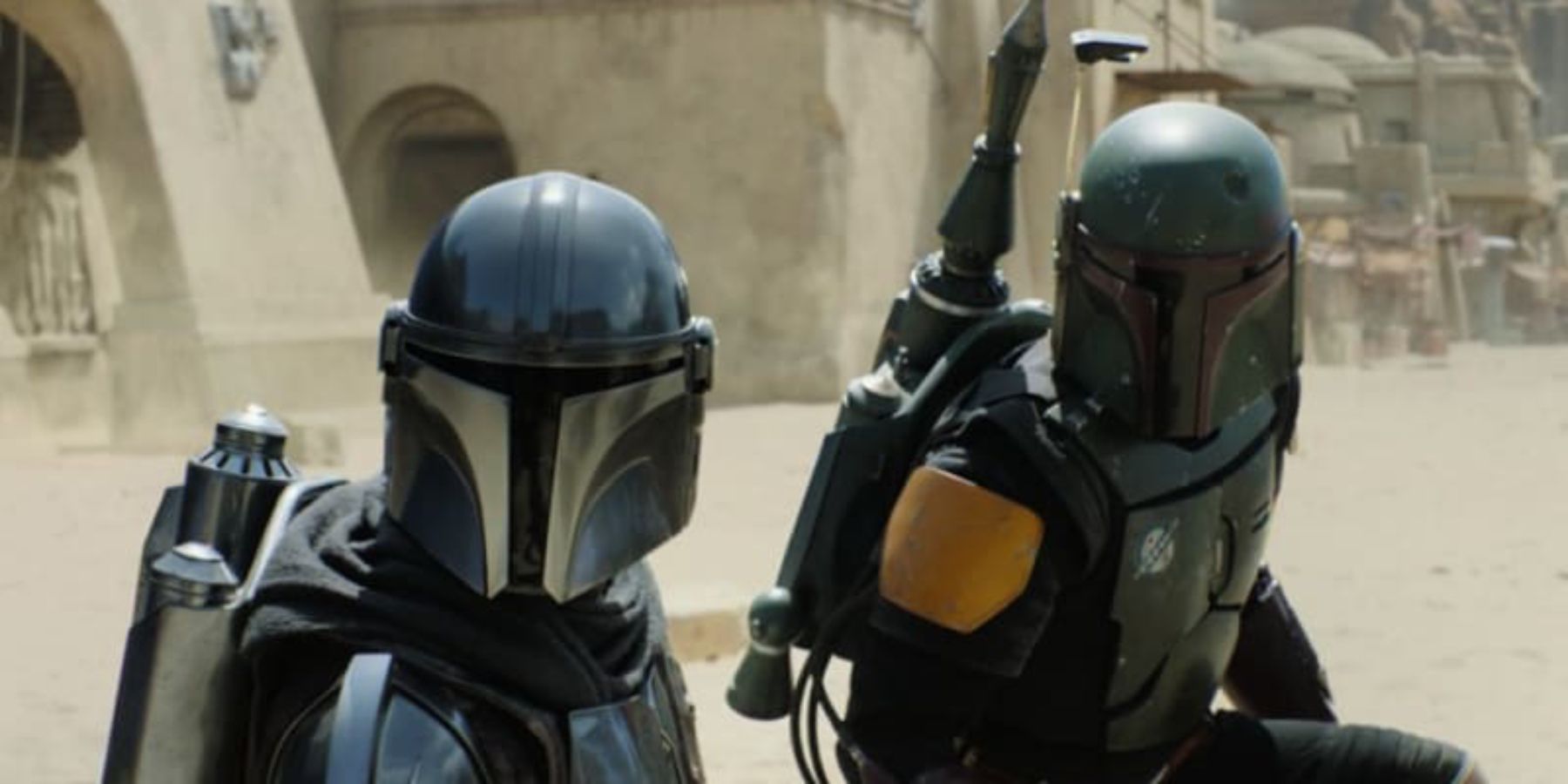 The Mandalorian fighting in the Book of Boba Fett episode 7finale