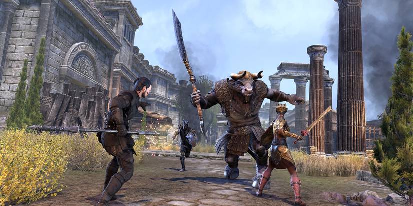 the character in combat with foes in EsO Cropped