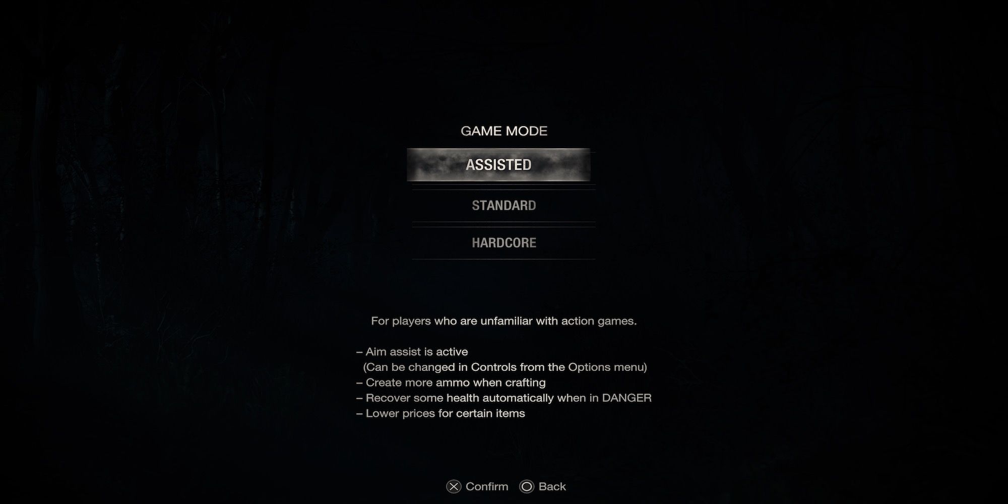 The difficulty menu in the Resident Evil 4 Remake