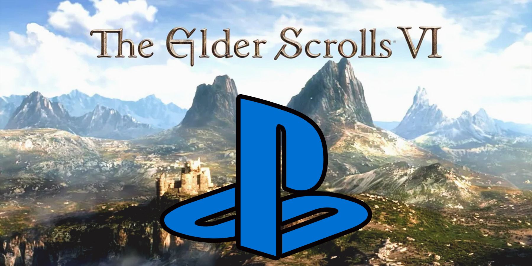 The Elder Scrolls 6 trailer landscape with PlayStation logo
