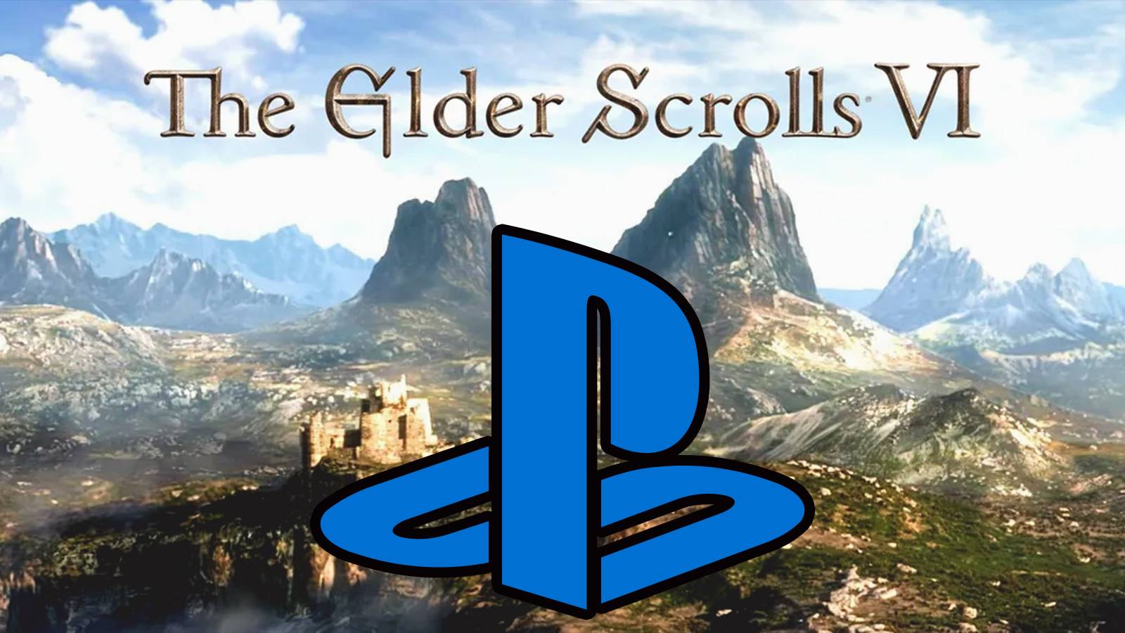 The Elder Scrolls 6 trailer landscape with PlayStation logo