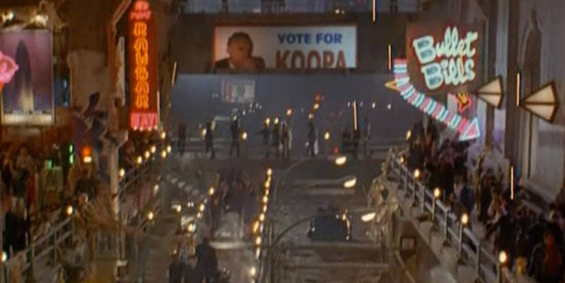 The Mushroom Kingdom in the 1993 Super Mario Bros Movie