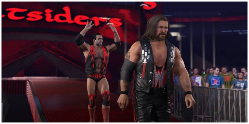 The Outsiders team of Scott Hall and Kevin Nash walking to the ring in WWE 2K23