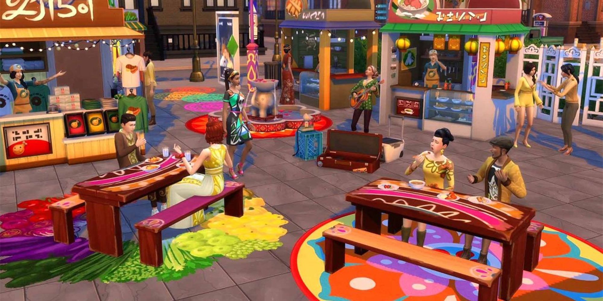 Sims enjoying San Myshuno in Sims 4: City Living