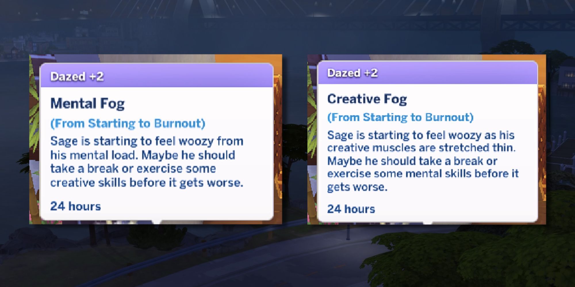 The Sims 4 Growing Together Burnout Block Dazed Moodlets