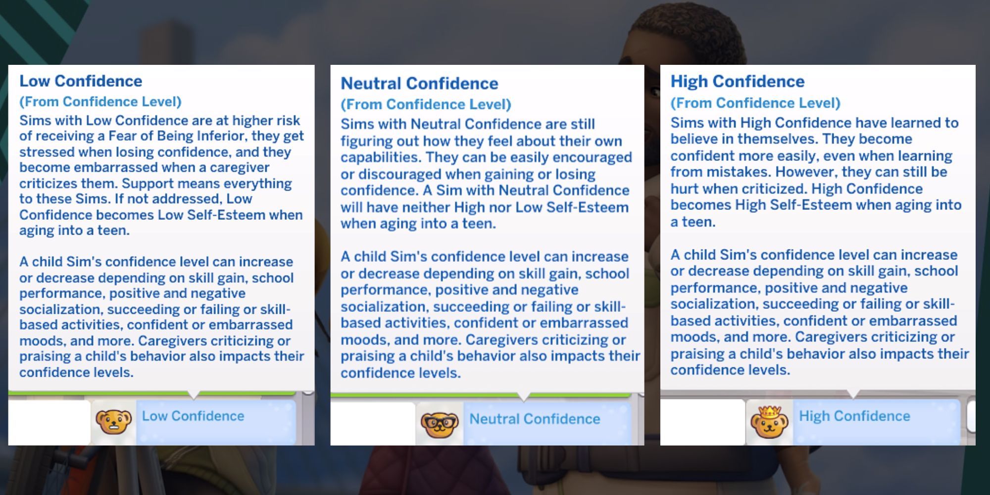 The Sims 4 Growing Together Confidence Levels Low Neutral High
