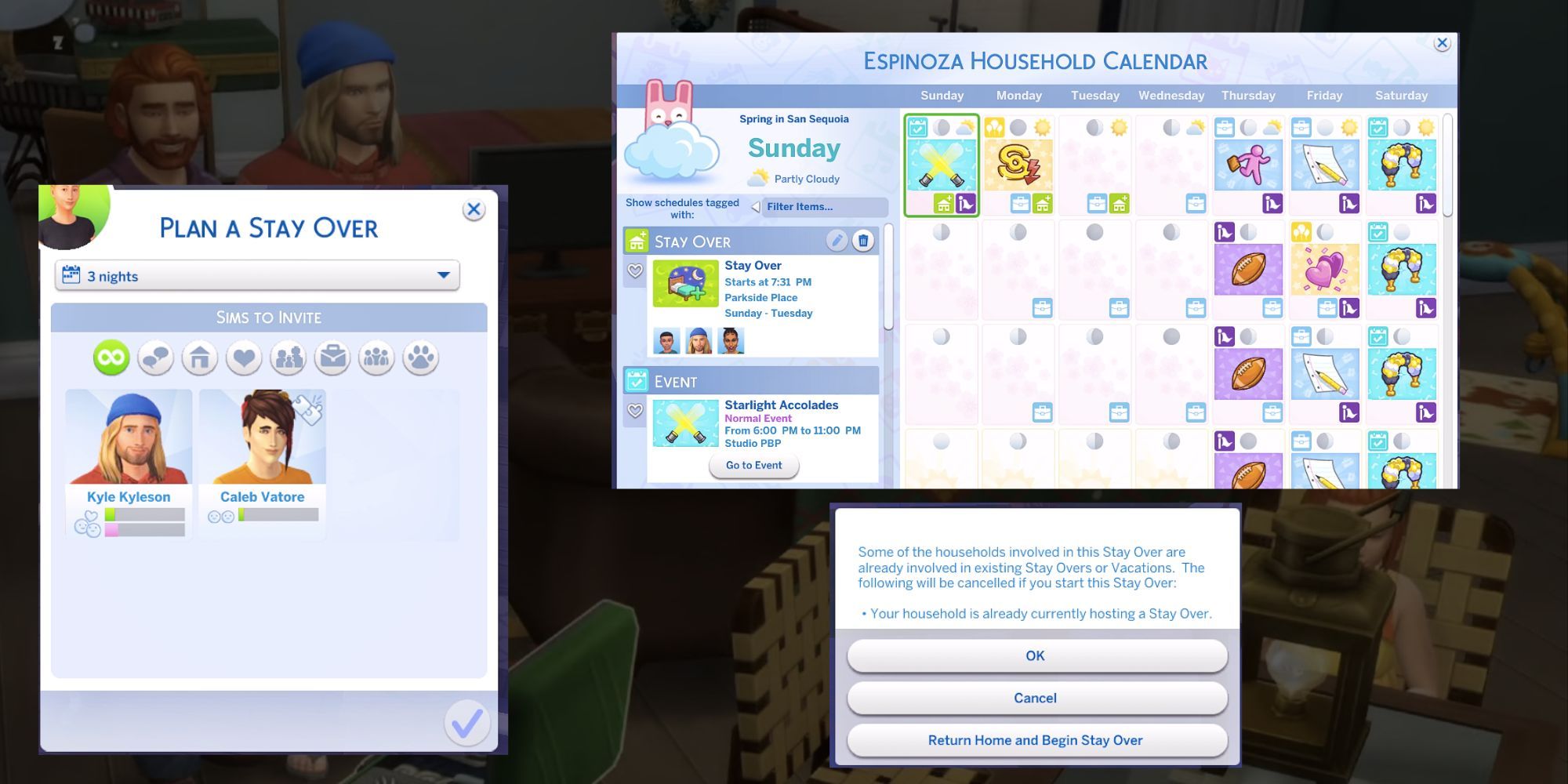 The Sims 4 Growing Together Stay Over Calendar Planning Pop Up