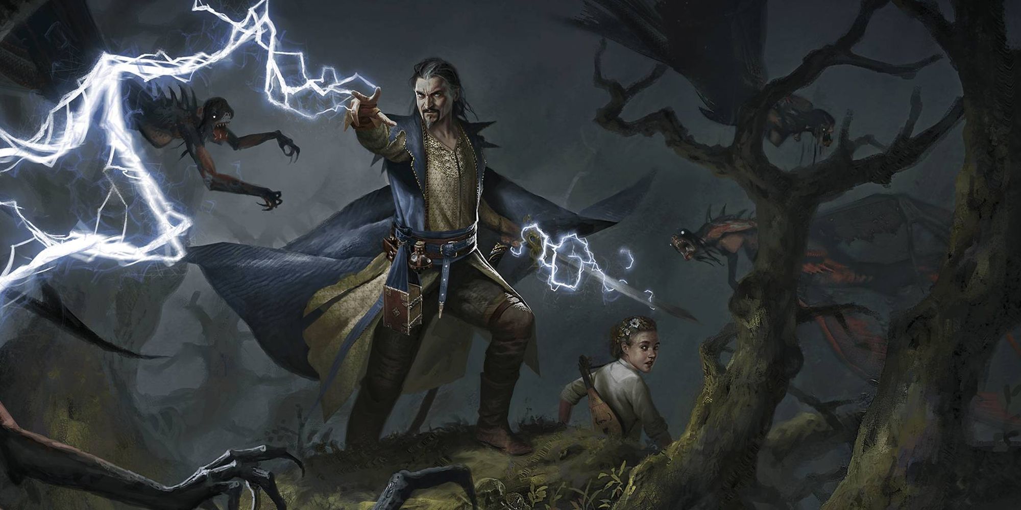 The Witcher - Promo Art Of Alzur For Gwent Game Showing Him Using His Thunder Spell