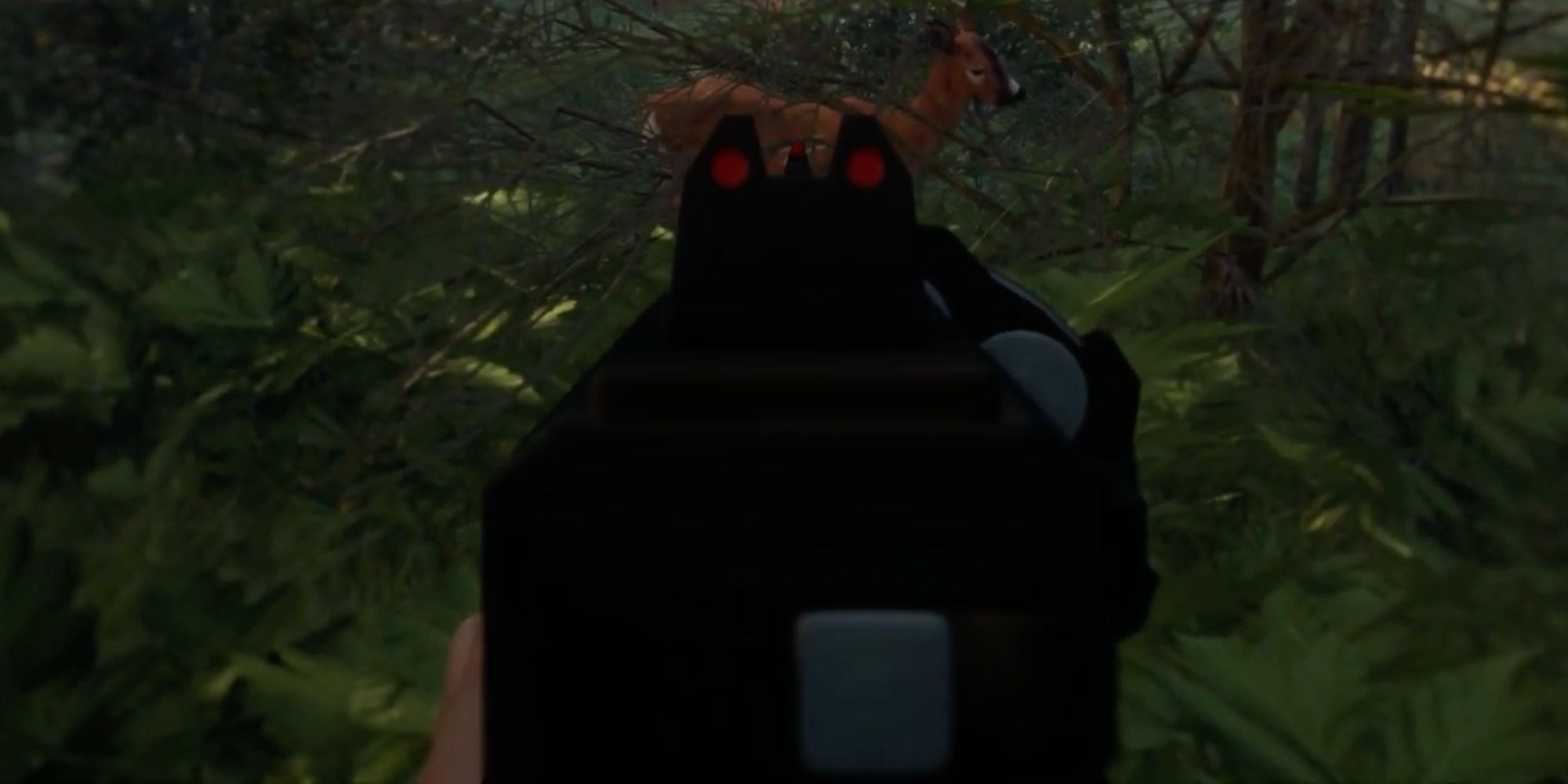 Player shoots an animal up close using a Vasquez Cyclone .45