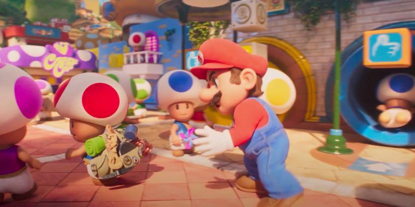 Mario and Toad in Mushroom Kingdom in Super Mario Bros. movie