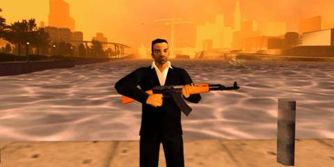 Tony Cipriani holding gun