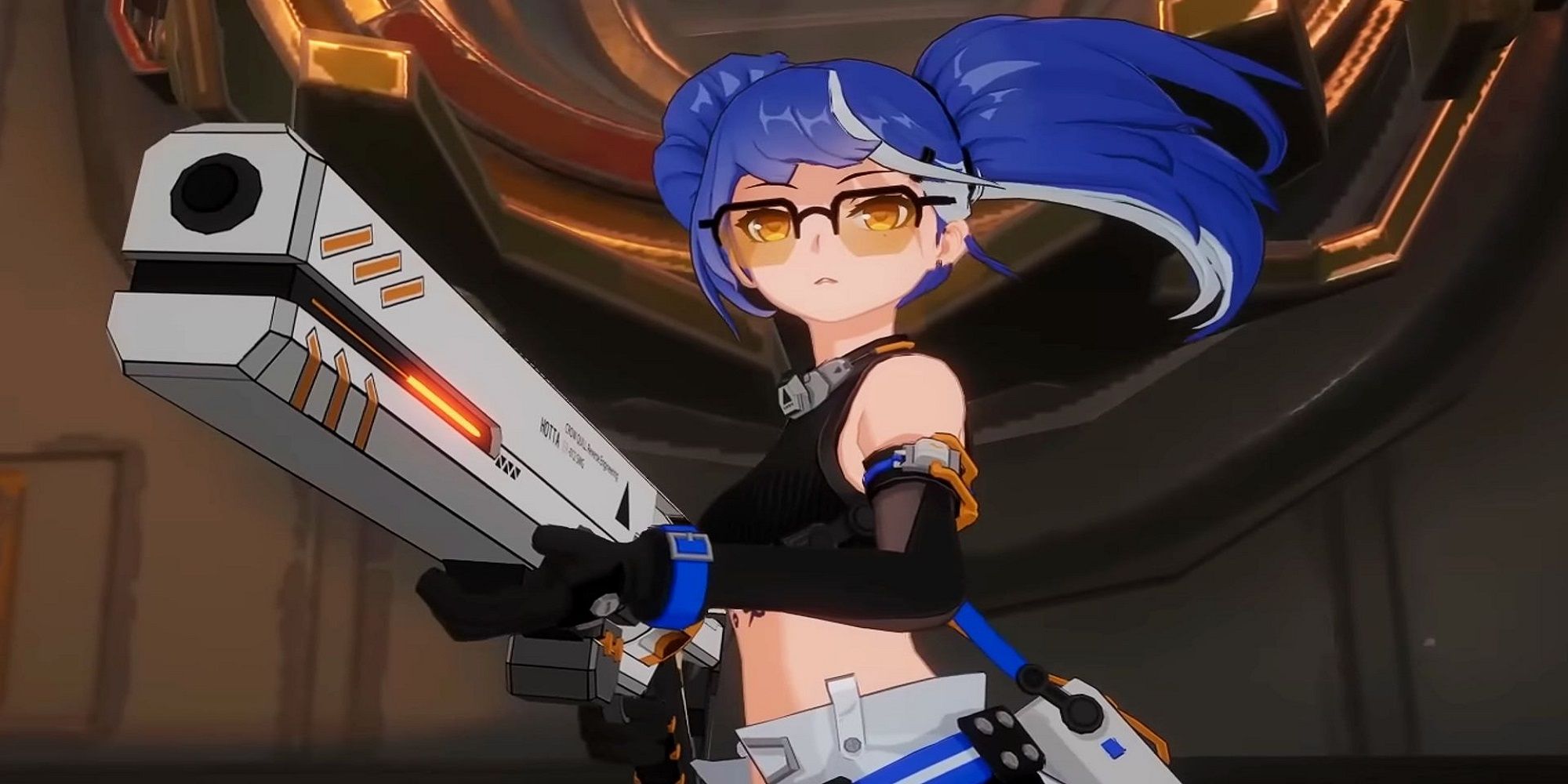 Cobalt-B holding her gun