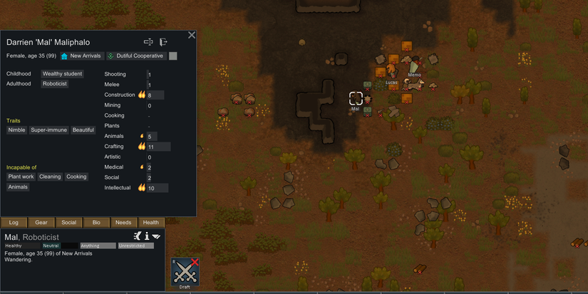 traits colonist menu