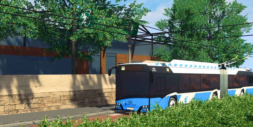 Trolley Bus in Cities: Skylines Blue with nature