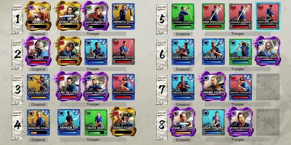 Trooper Cards in Like a Dragon: Ishin