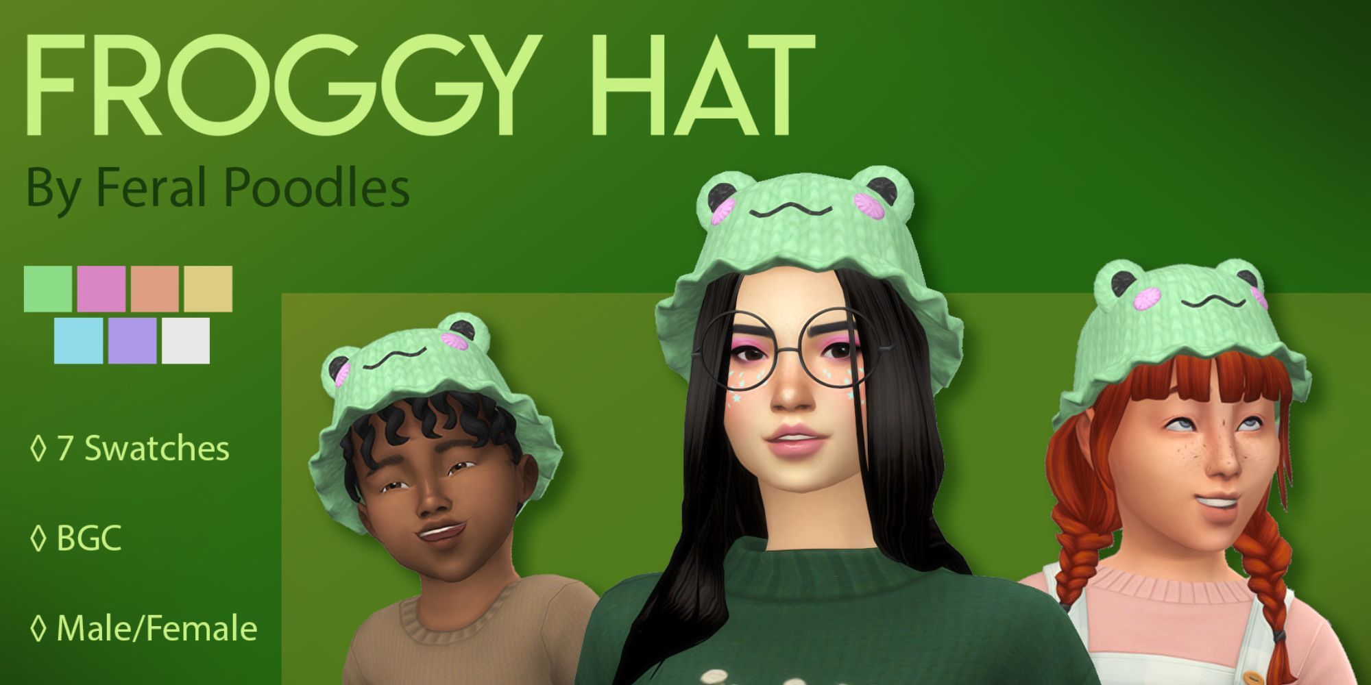 Custom content froggy hat for child Sims, The Sims 4 