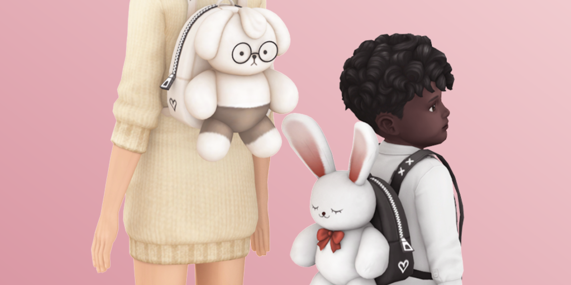 Cute bunny backpacks for child Sims, The Sims 4