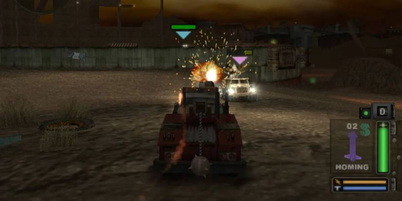 An active combat scenario at night in Twisted Metal Black