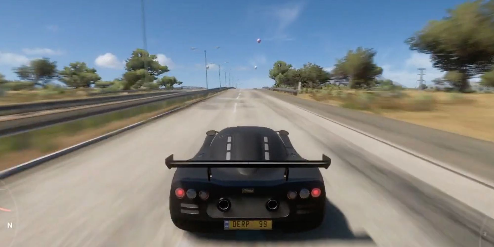 Player drives a convertible car in the daytime