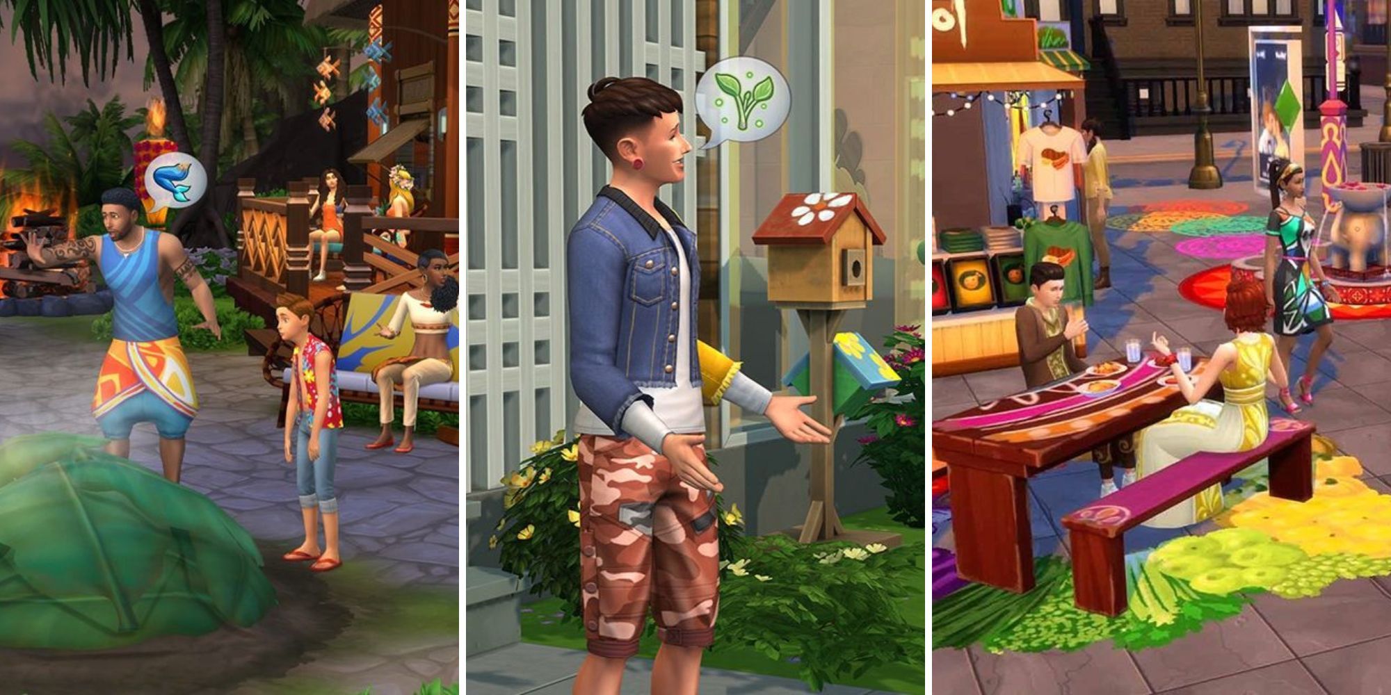 Island Living, Eco Lifestyle, and City Living expansion packs for The Sims 4