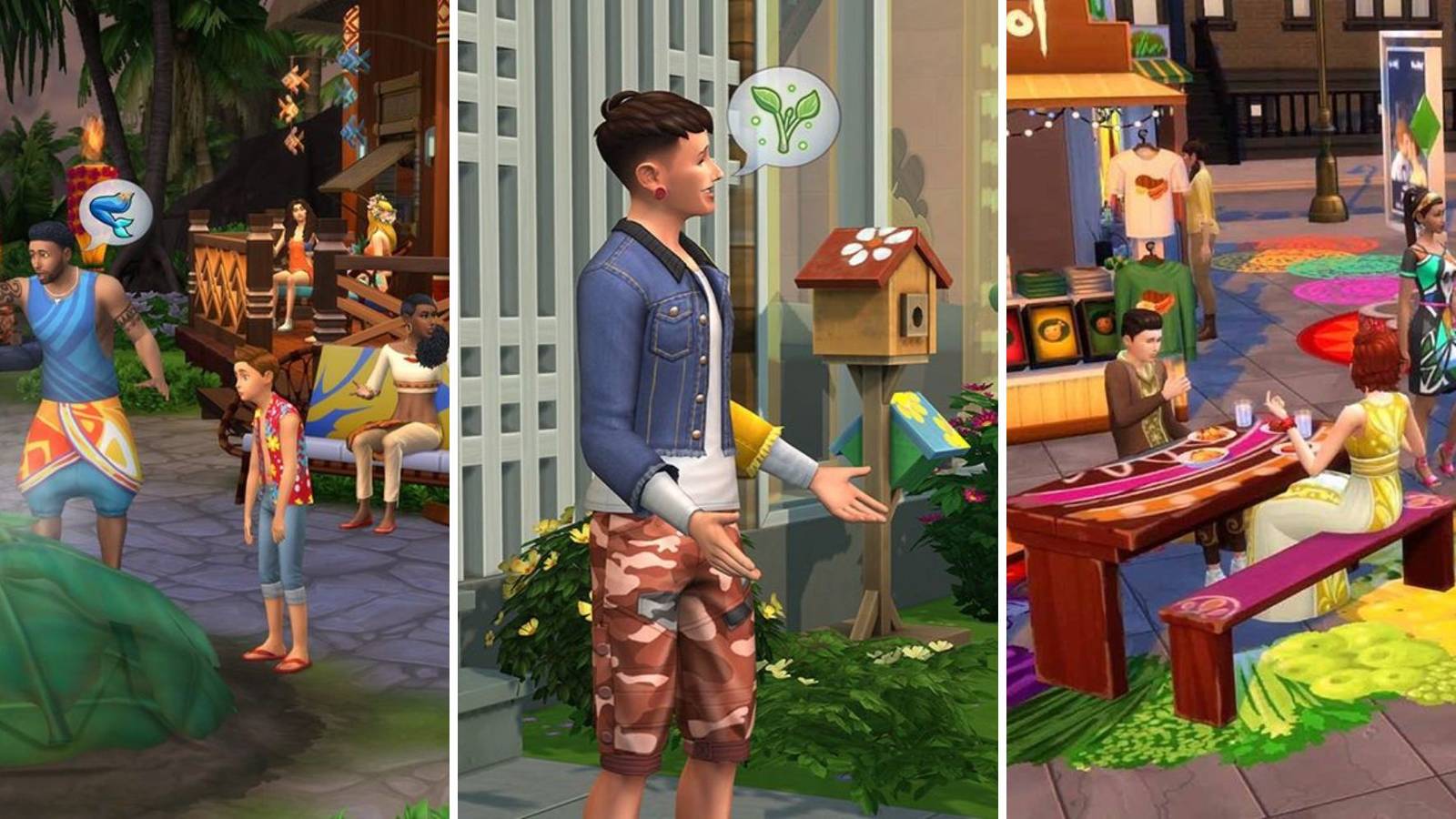 Island Living, Eco Lifestyle, and City Living expansion packs for The Sims 4