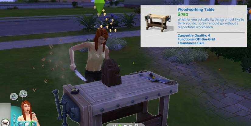 A Sim works hard on The Sims 4