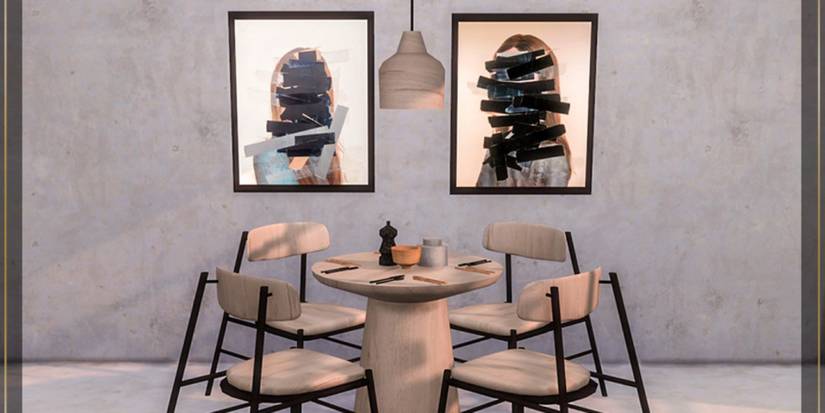 A dining table and chairs for The Sims 4