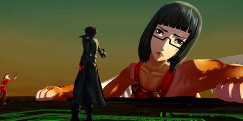 Joker and Ann preparing for an All Out Attack against Cognitive Wakaba in Futaba's Palace from Persona 5 Royal