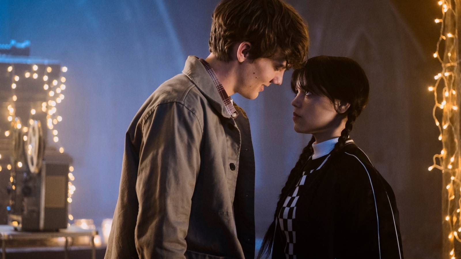 Tyler and Wednesday staring at each other in Wednesday