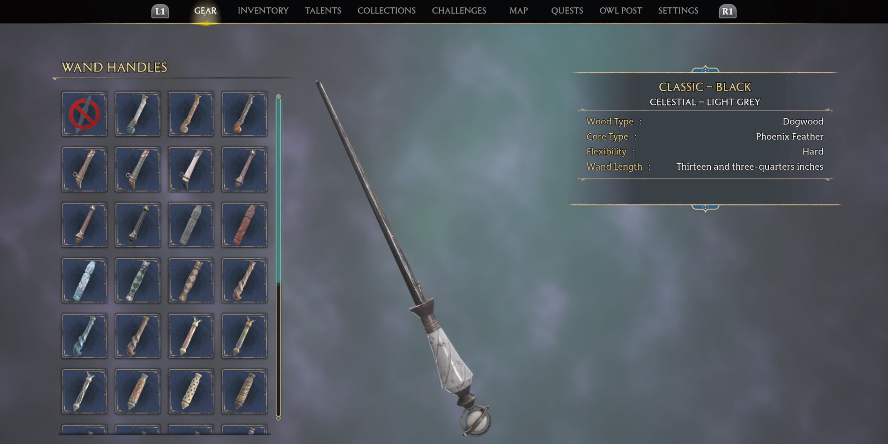 Celestial - Light Grey wand handle in Hogwarts Legacy