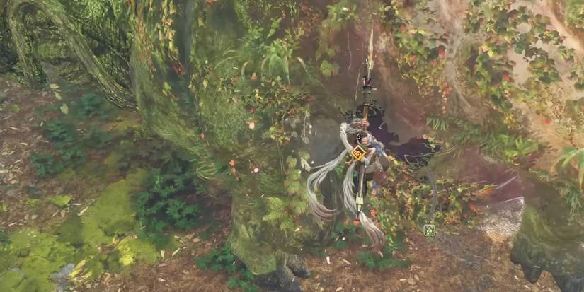 Wild Hearts - A Hunter Using The War Pike Crate-Based Jump Attack Against A Kingtusk