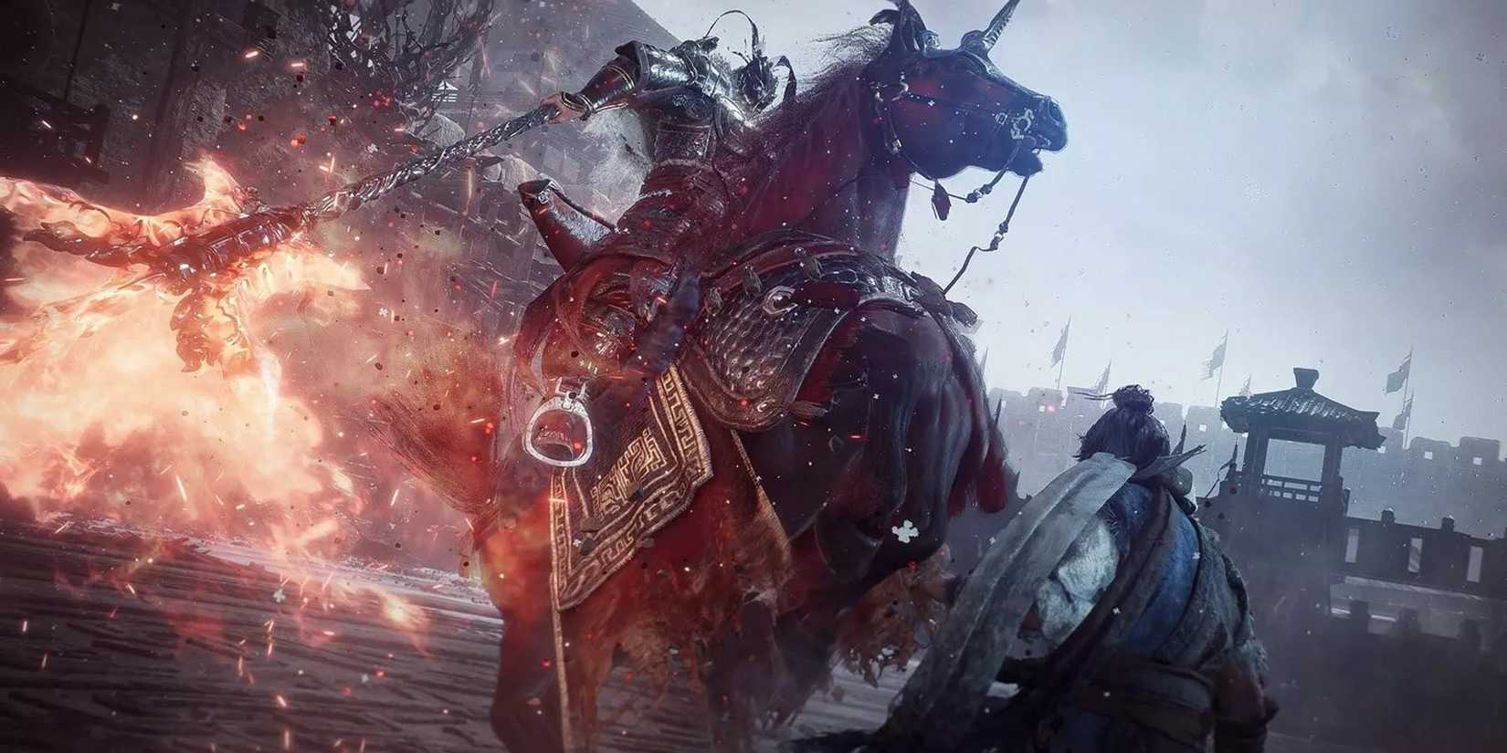 A picture of the bossfight against Lu Bu in Wo Long: Fallen Dynasty