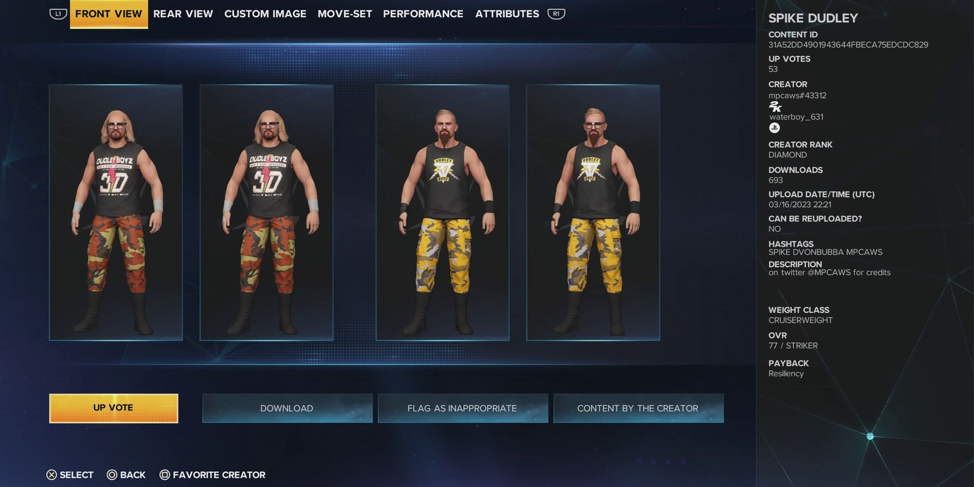 wwe-2k23-best-caws-based-on-former-ecw-wrestlers-spike-dudley