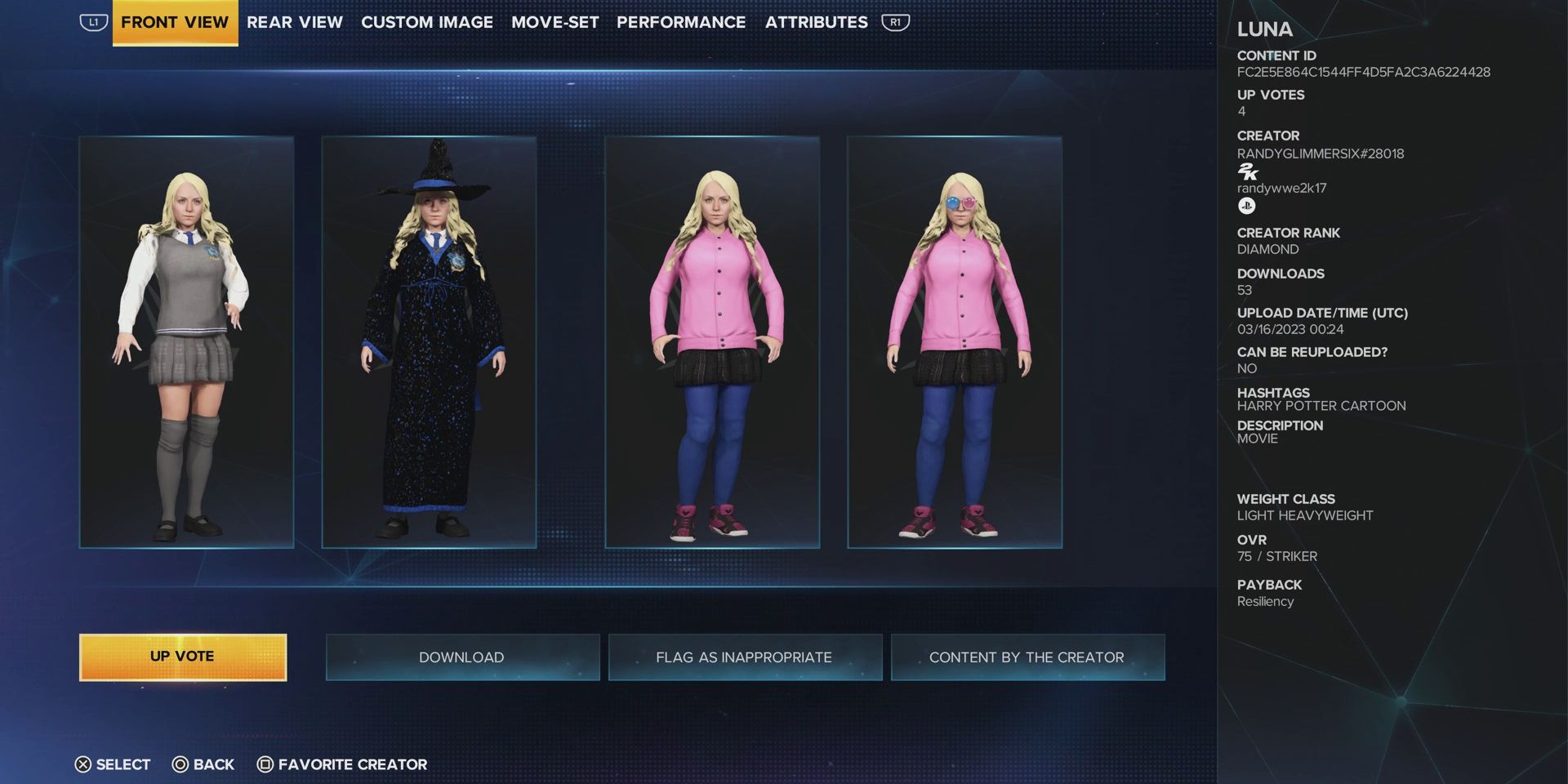 wwe-2k23-best-caws-based-on-movie-characters-luna-lovegood