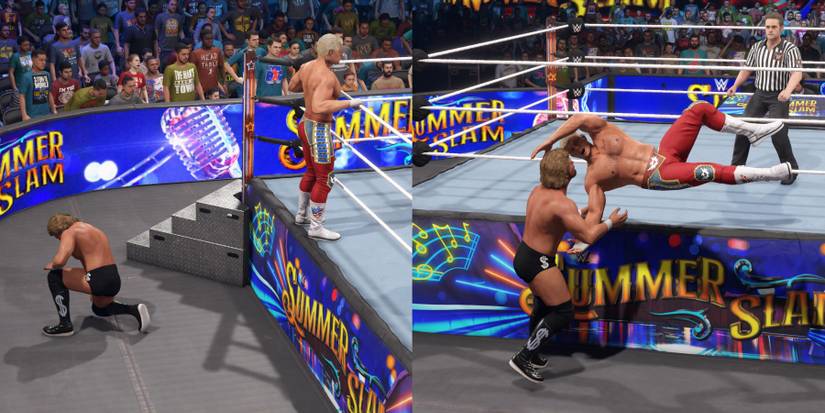 WWE 2K23 - Cody Rhodes hitting springboard cutter