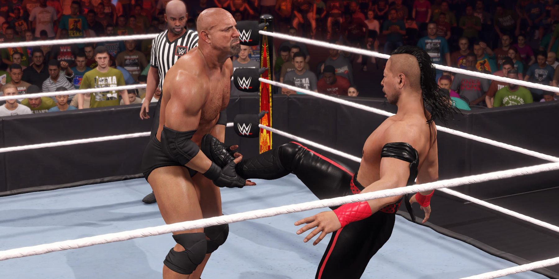 WWE 2K23 Goldberg catching the leg