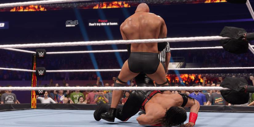 WWE 2K23 Goldberg with the leg submission