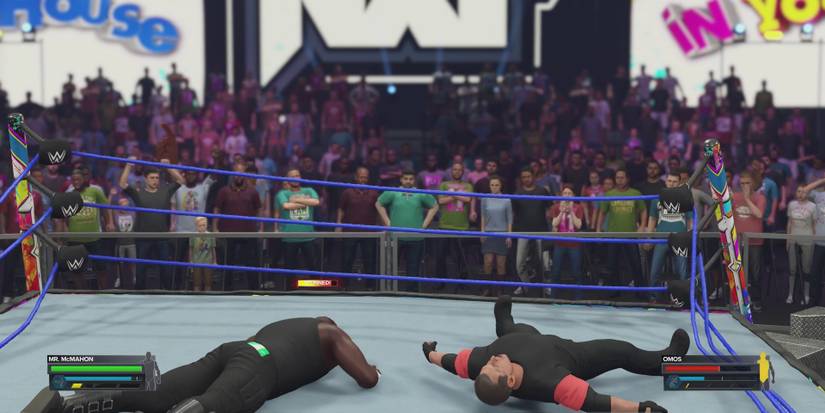 wwe-2k23-how-to-break-the-ring-mr-mcmahon-omos-yellow-damage