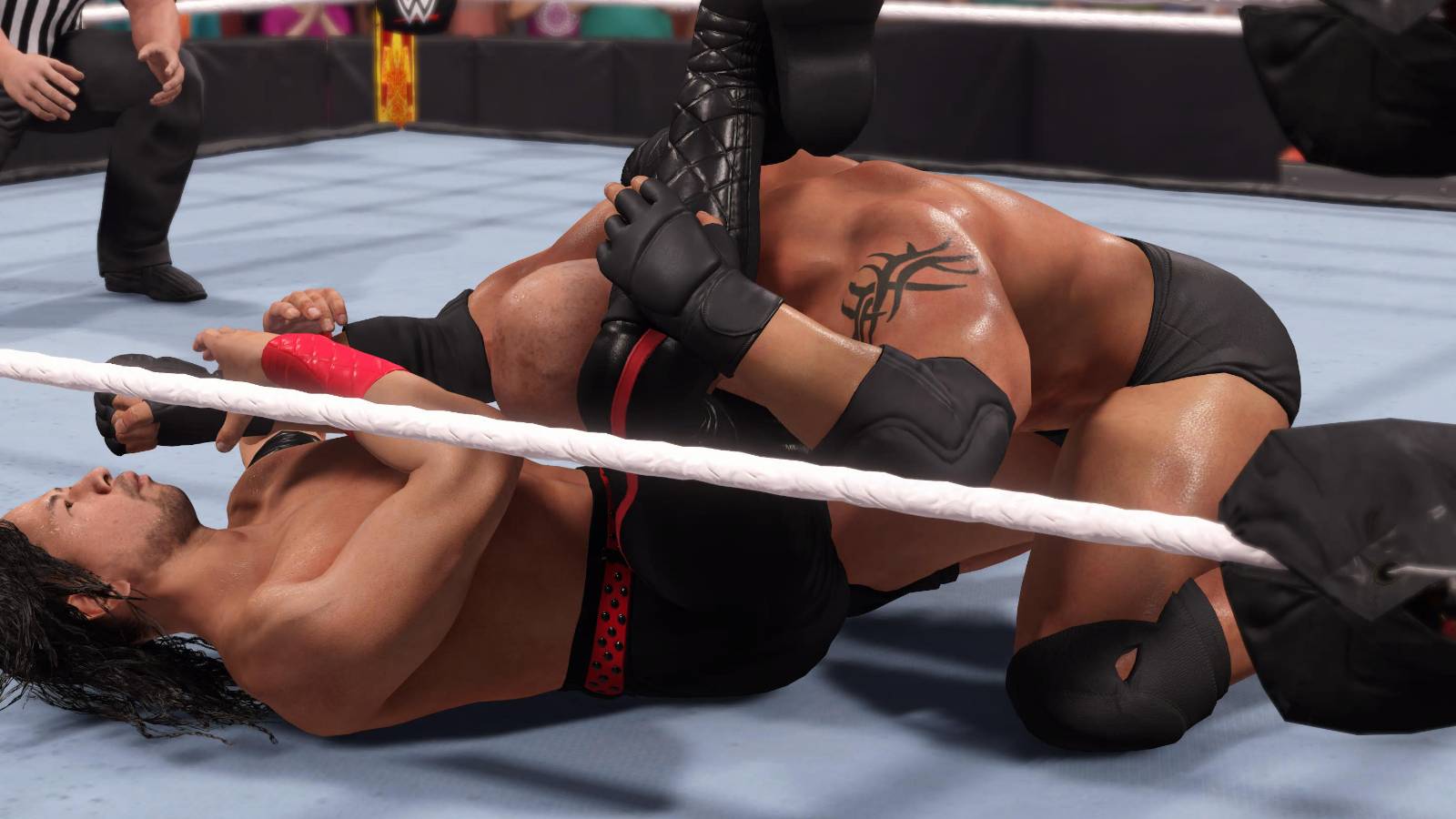 WWE 2K23 Nakamura with the triangle on Goldberg