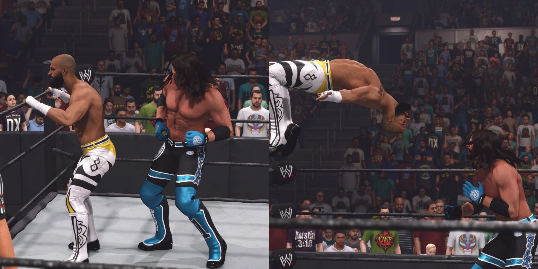 WWE 2K23 Ricochet with the springboard from the ropes