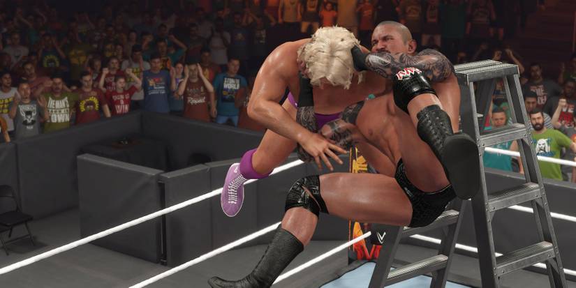 WWE 2K23 RKO on Ric Flair from the ladder