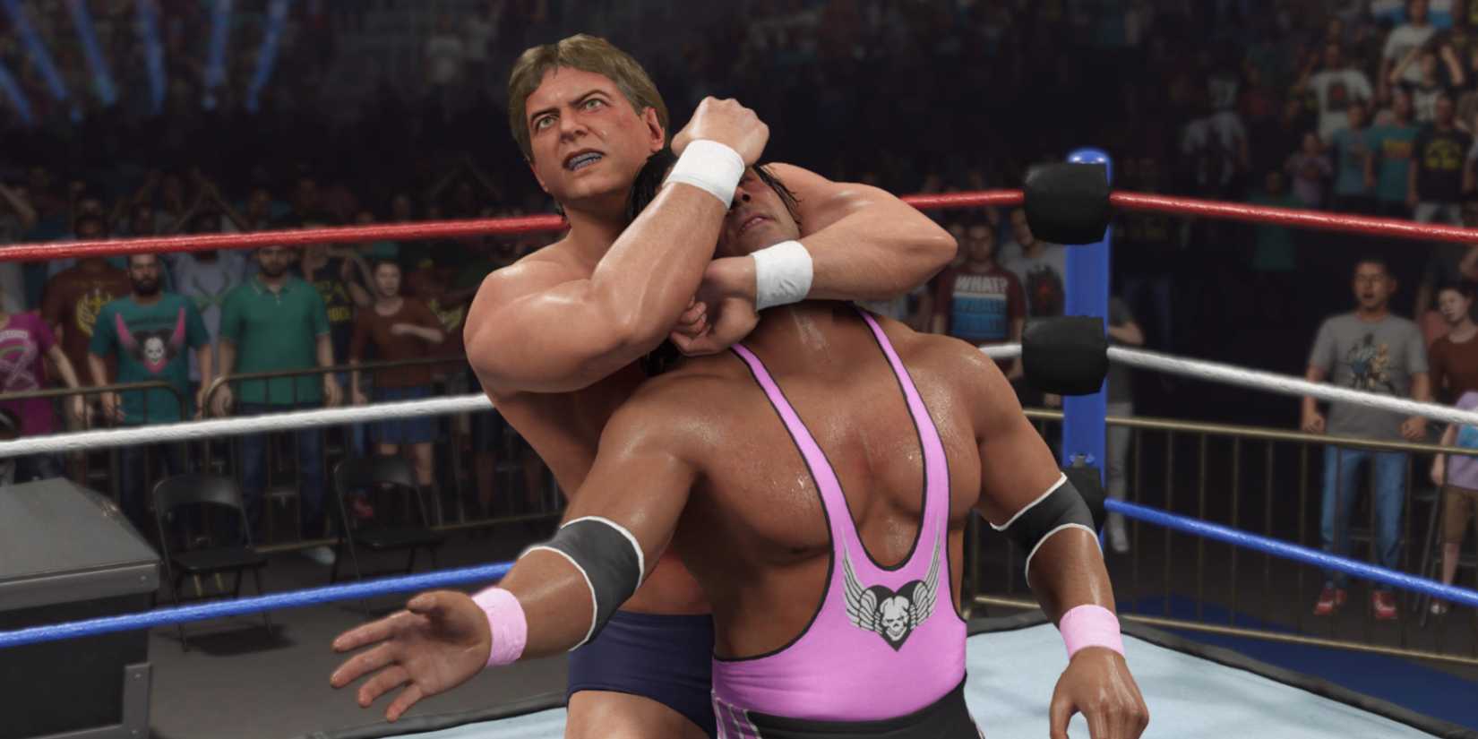 WWE 2k23  Roddy Piper with a sleeper hold on Bret Hart