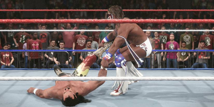 WWE 2K23 Ultimate Warrior dragging Jake Roberts side angle