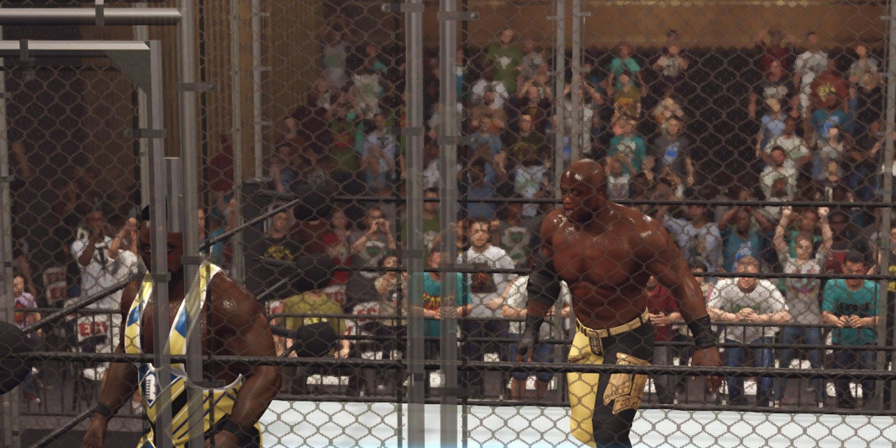 WWE2K23 Big E calling for the door