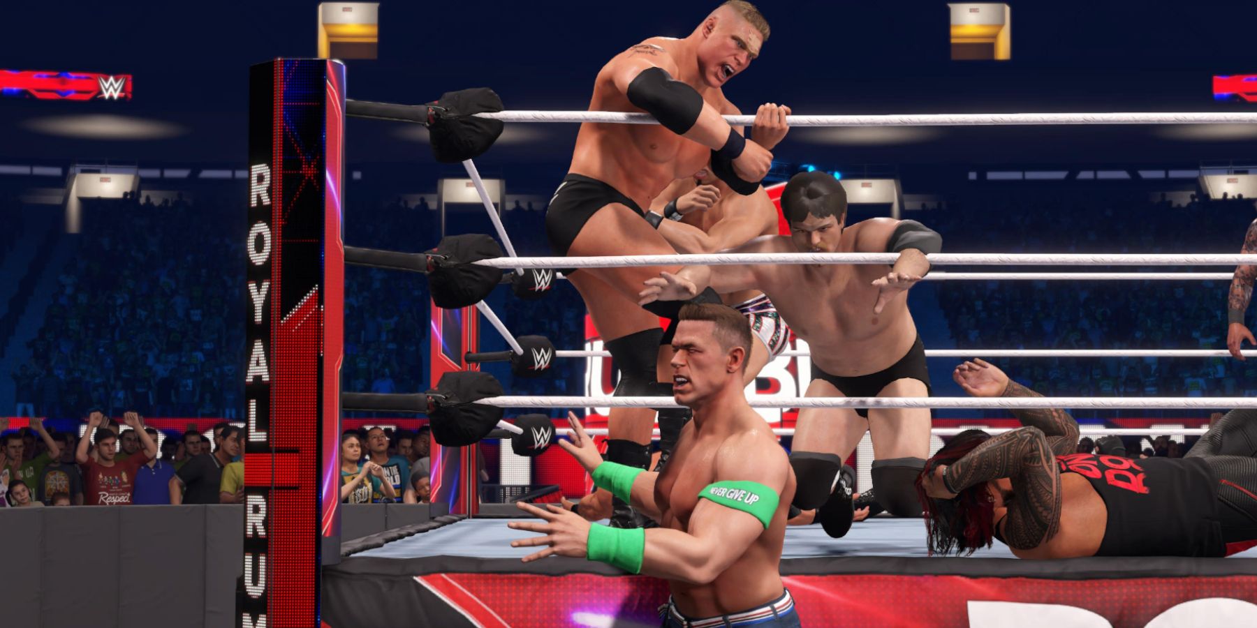 WWE2K23 Brock eliminating Cena from the apron