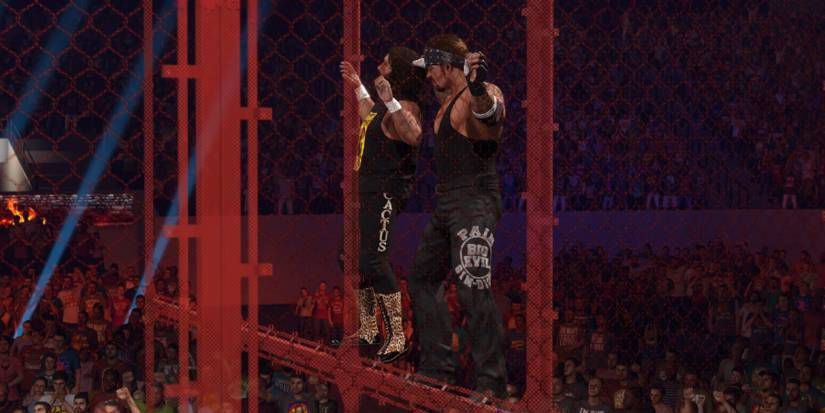 WWE2K23 Undertaker. slamming Cactus into the cell wall