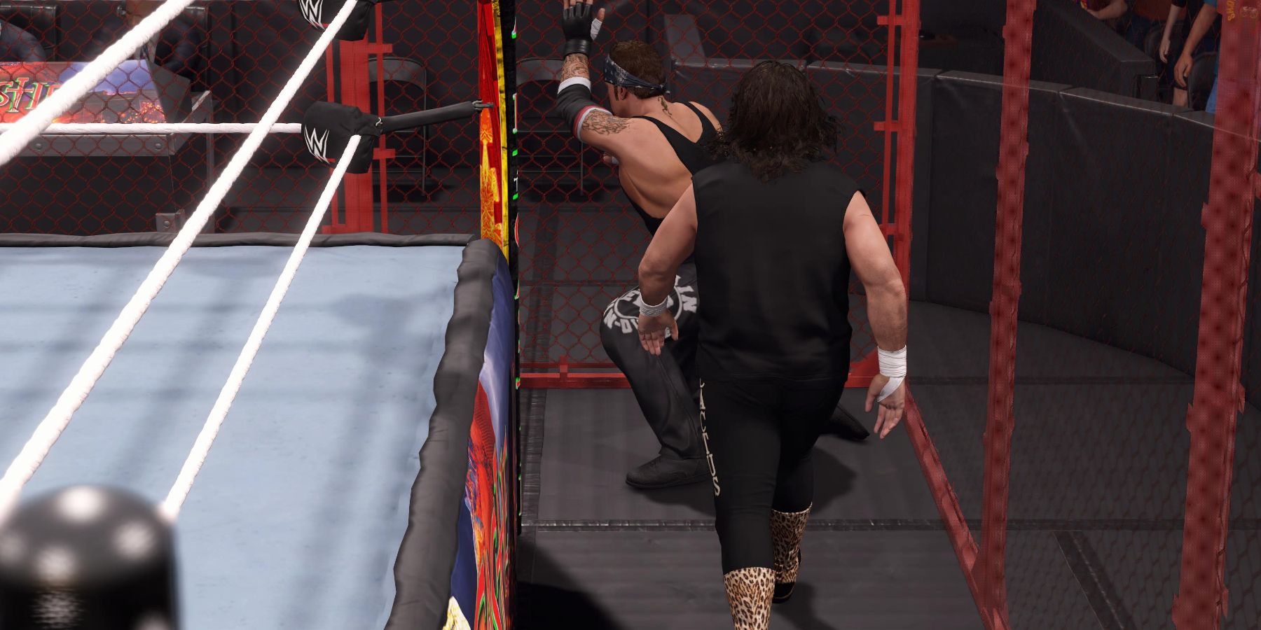 Undertaker WWE2K23 tertegun di dinding sel
