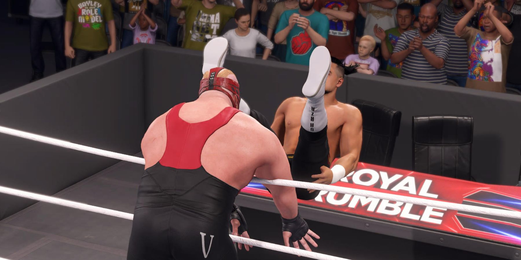 WWE2K23 Vader with the finisher over the top rope